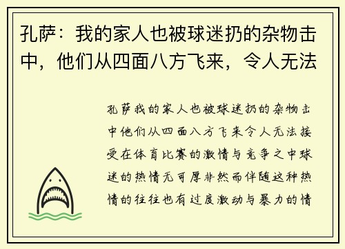 孔萨：我的家人也被球迷扔的杂物击中，他们从四面八方飞来，令人无法接受